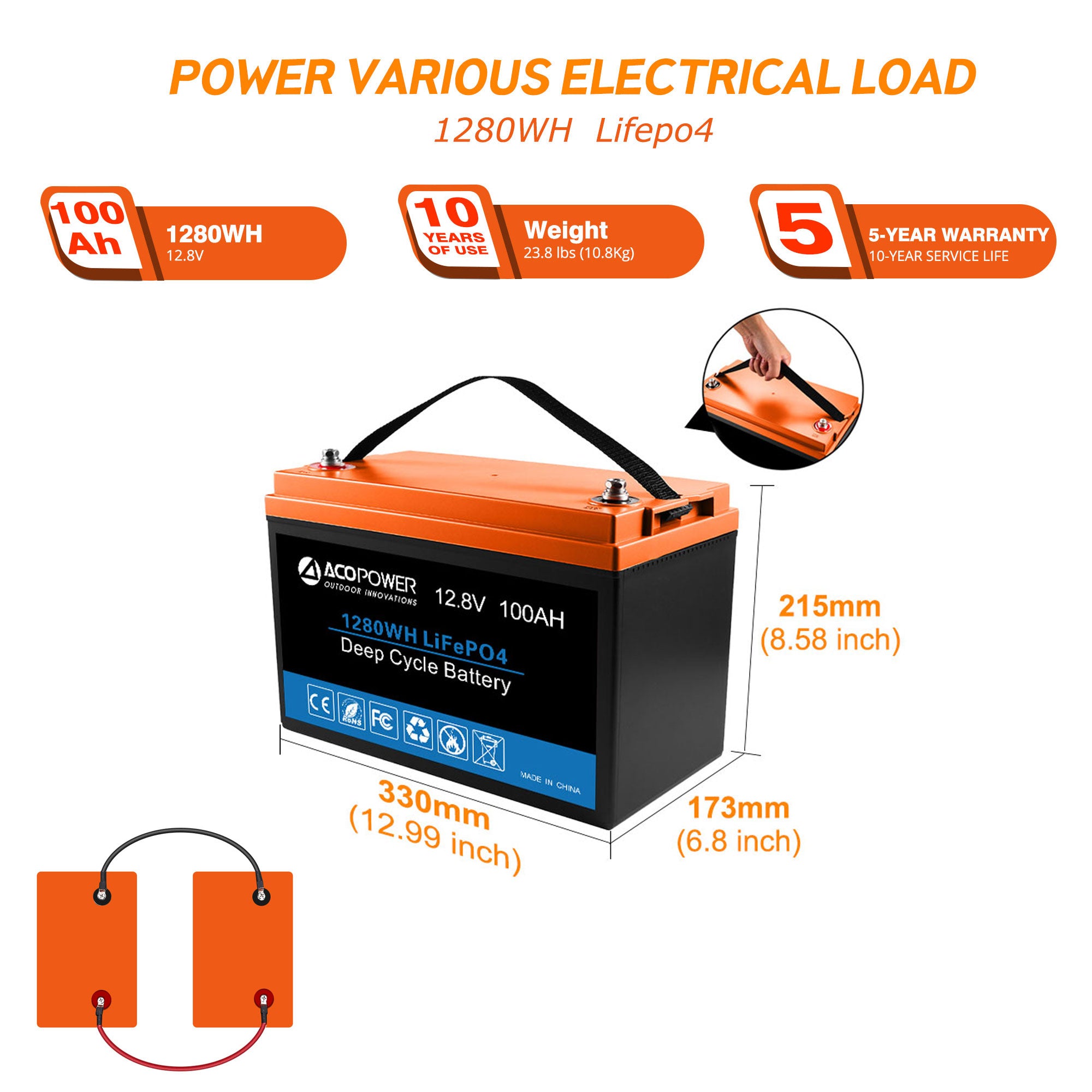 ACOPOWER 200Ah Battery 200W Solar Power System