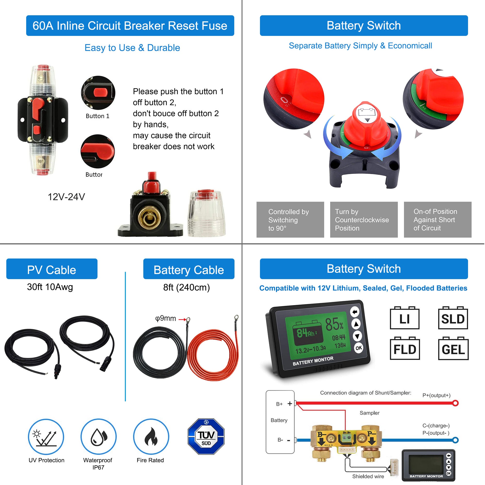 ACOPOWER 200Ah Battery 200W Solar Power System